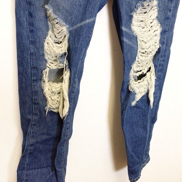 Carmar Jeans Womens 25 Cotton Denim Ripped Distress Straight High Rise Zip Fly - Picture 8 of 12